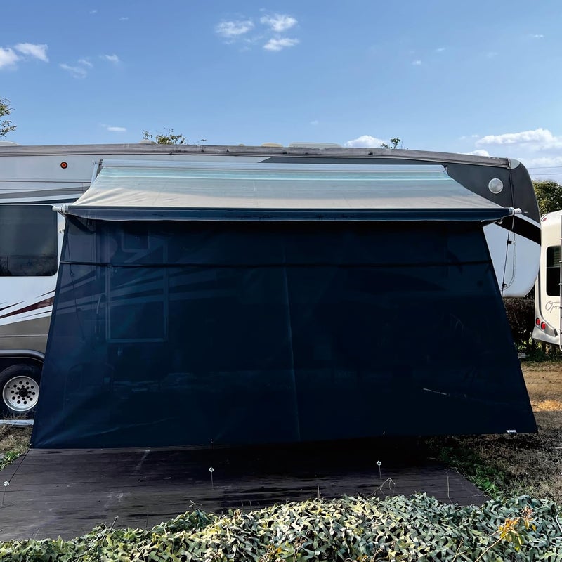 SHADEPLUS RV Awning Sun Shade Screen 8'x10'3''(Fit for 11' Awning),Black Mesh Shade Screen with Zipper,Universal Trailer Camper Awning Screen with Complete Kits,Improves Shadow and Privacy. - Image 3
